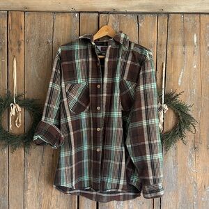 BIG MAC Men’s Brown and Green Plaid shirt 100% cotton made in USA